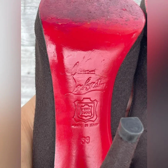 Christian Louboutin red bottom Brown Wool women’s Heels size 39 .8.5 - Picture 7 of 14